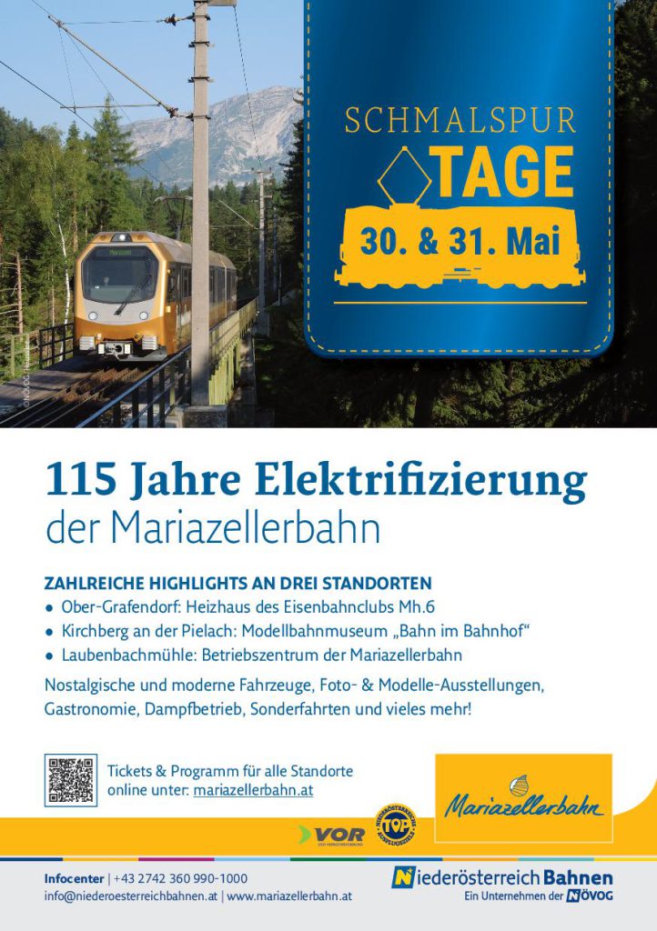 Schmalspurtage Flyer anlässlich 115 Jarhe Elektrifizierung der Mariazellerbahn