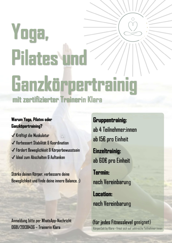 Yoga und Pilates für Gruppen mit Klara