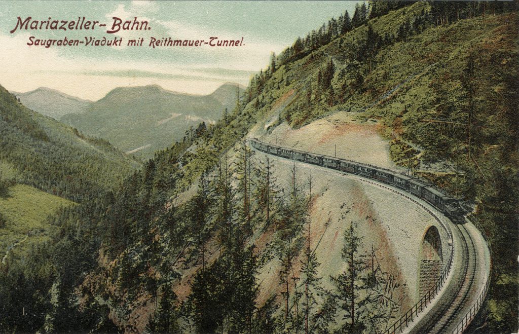 Mariazellerbahn am Saugrabenviadukt, ca. 1908