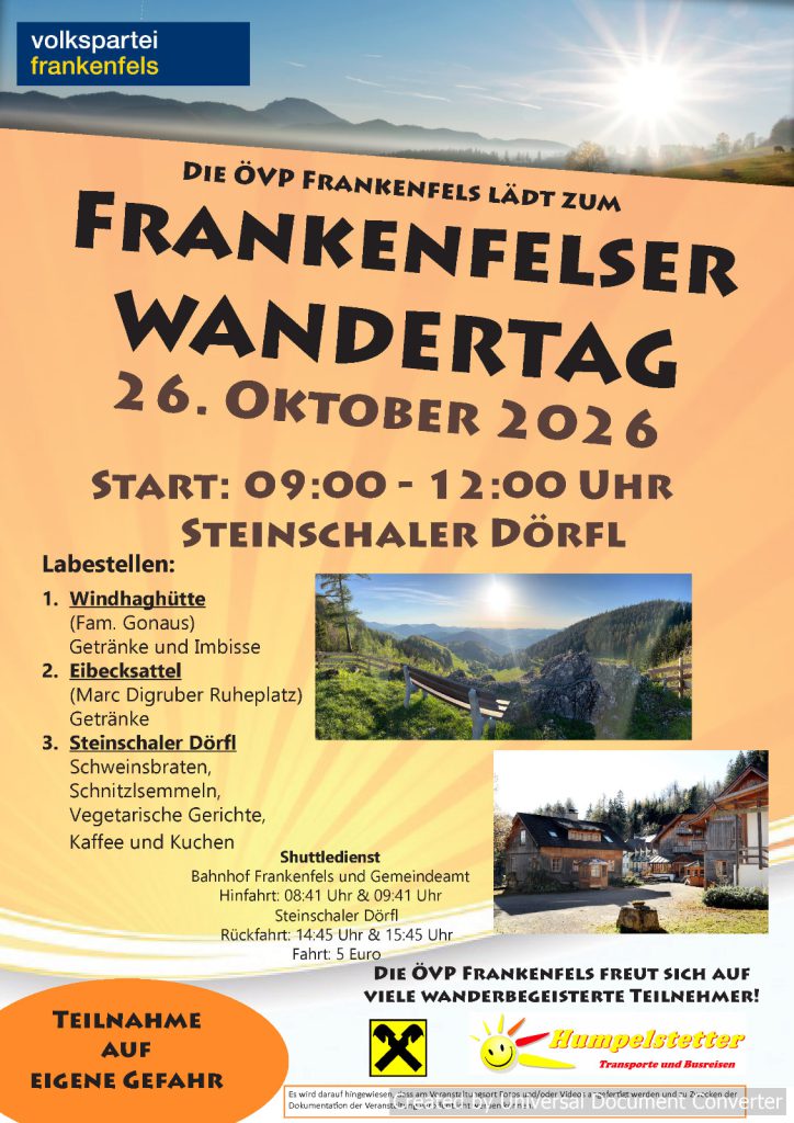 Frankenfelser-Wandertag 2026 Plakat